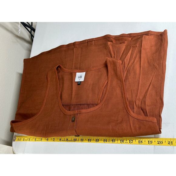 Cabi Top‎ Womens Medium Brown Sienna Cruise Sleeveless Linen Button Up Layers - Picture 9 of 10